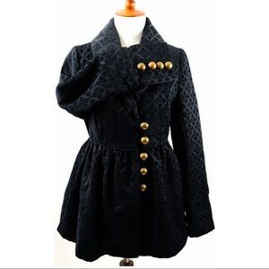 Tulle Anthropologie Black Peacoat Jacket Size XS